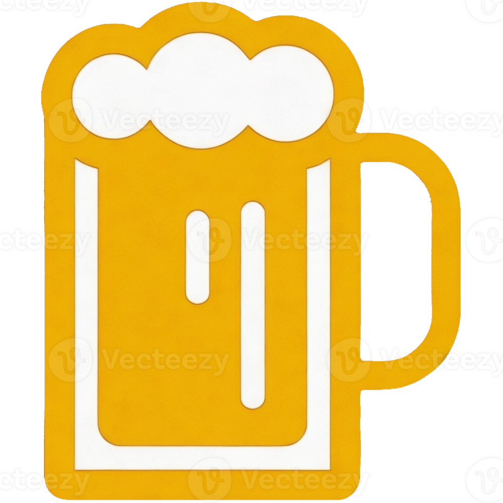 Yellow mug with a white rim and a frothy white foam on top png