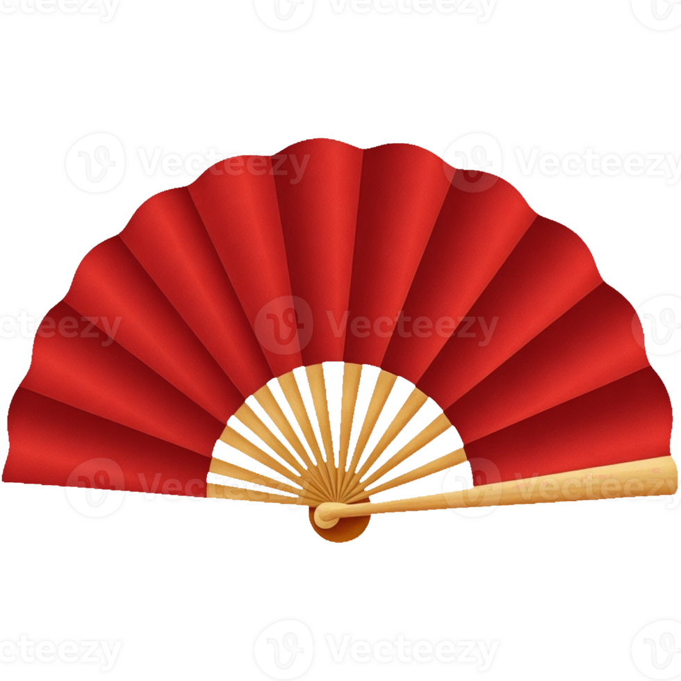 Red fan with a yellow handle png