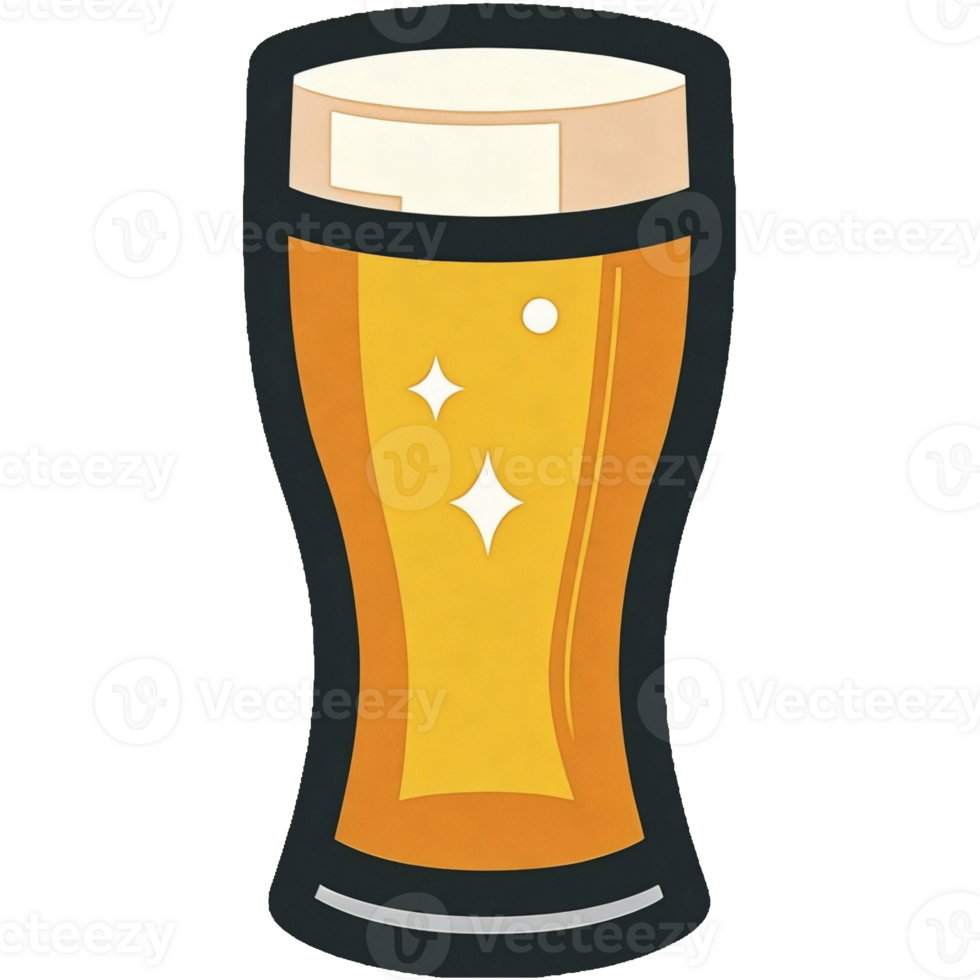 Cartoonish illustration of a glass of beer with a star on the side png