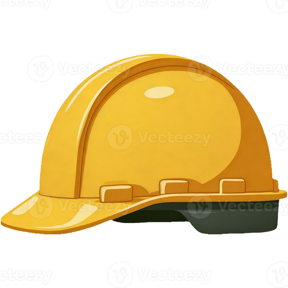 Yellow hard hat with a black visor png