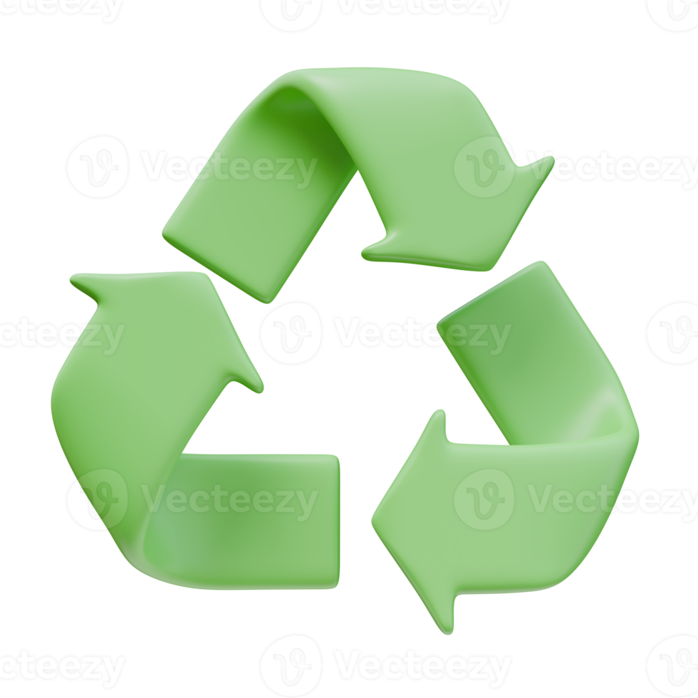 3D Render Icon Recycle Arrows Emblem Eco Symbol. Ecology Green Energy Environment Concept. 3D Illustration Design Web Mobile App png