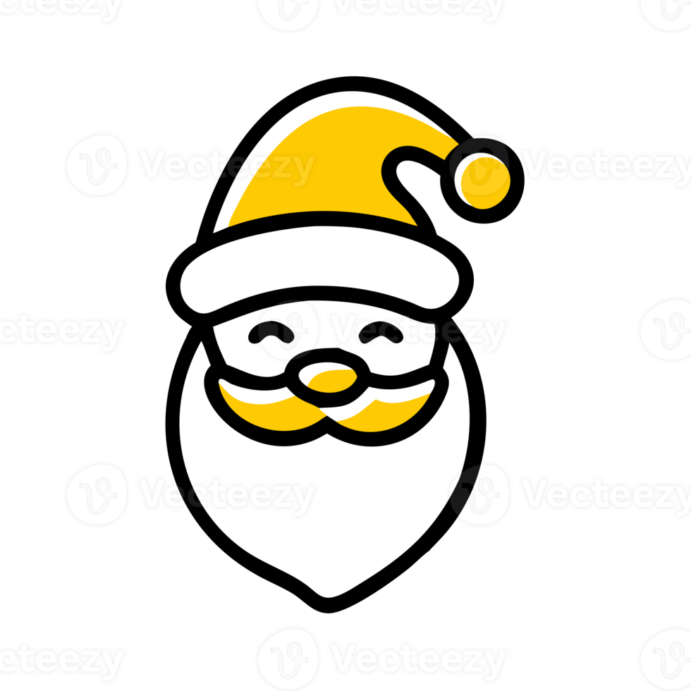 cute Santa Claus features a yellow hat and an expressive beard cutouts png