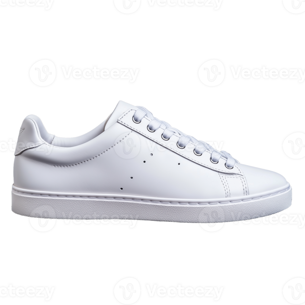 Classic white sneaker showcasing minimal design on transparent background png