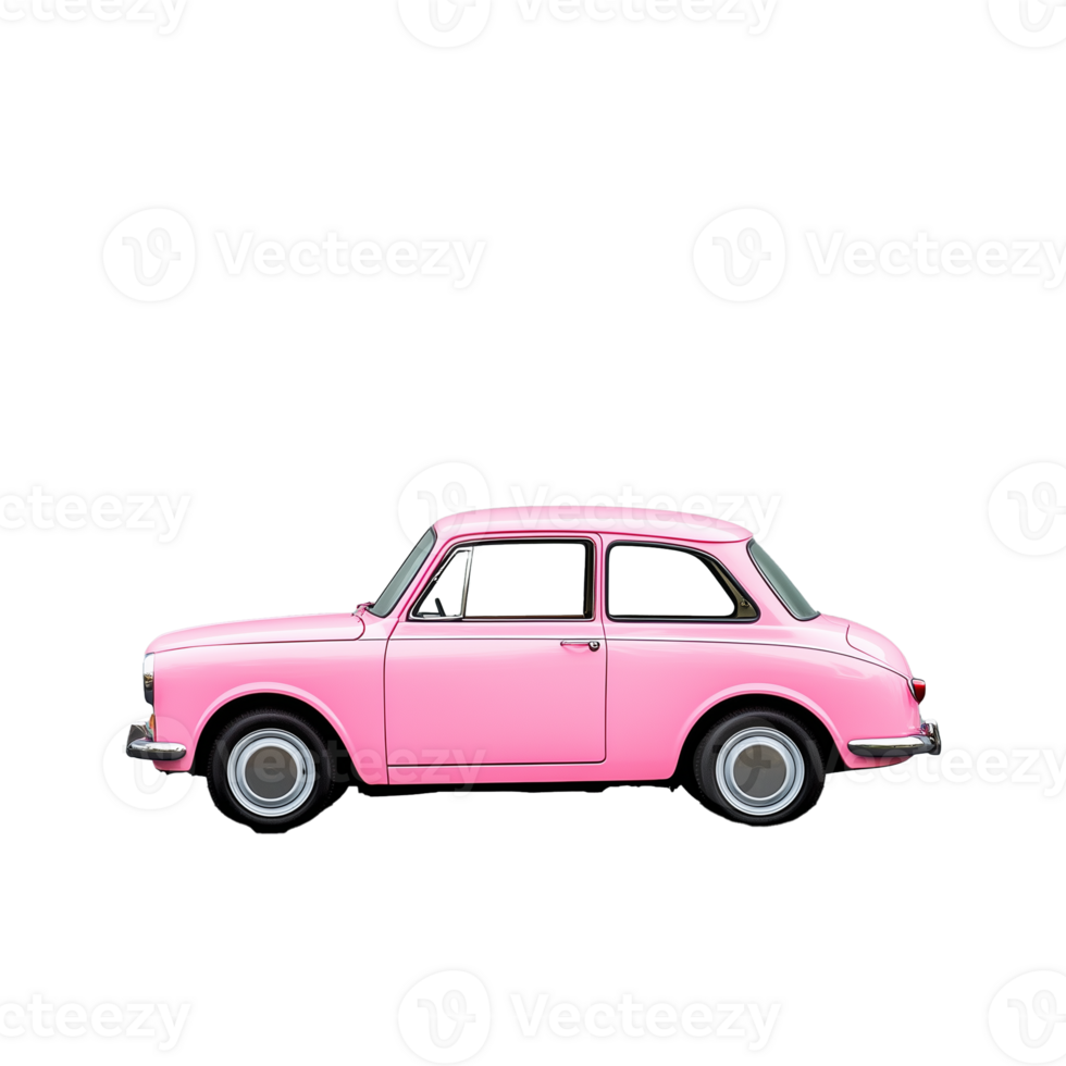 Classic pink car on transparent background side view photo png