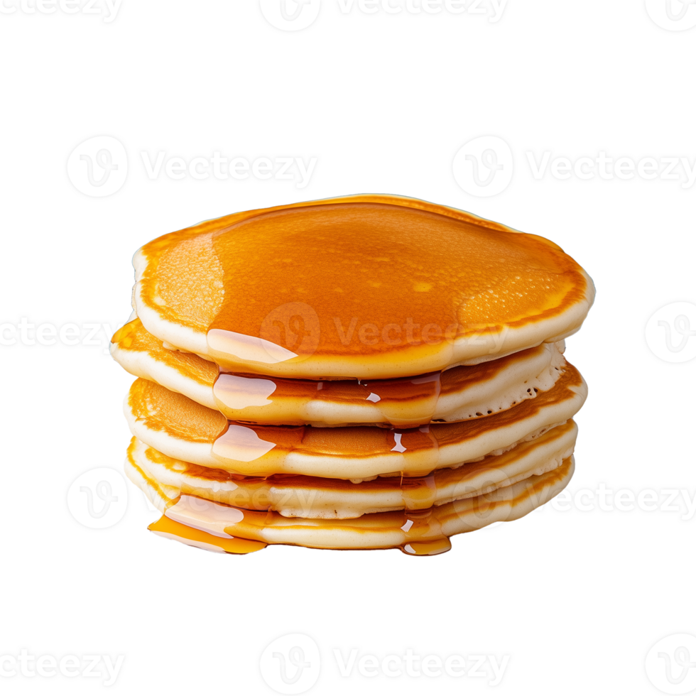 Stack of pancakes with syrup on transparent background png