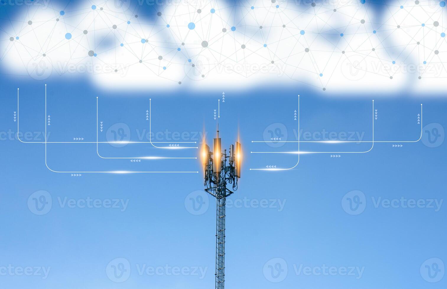 Connectivity, communication, and financial exchange with global network cloud data internet technology. Using wireless data with high-speed technology for economic and scientific development photo