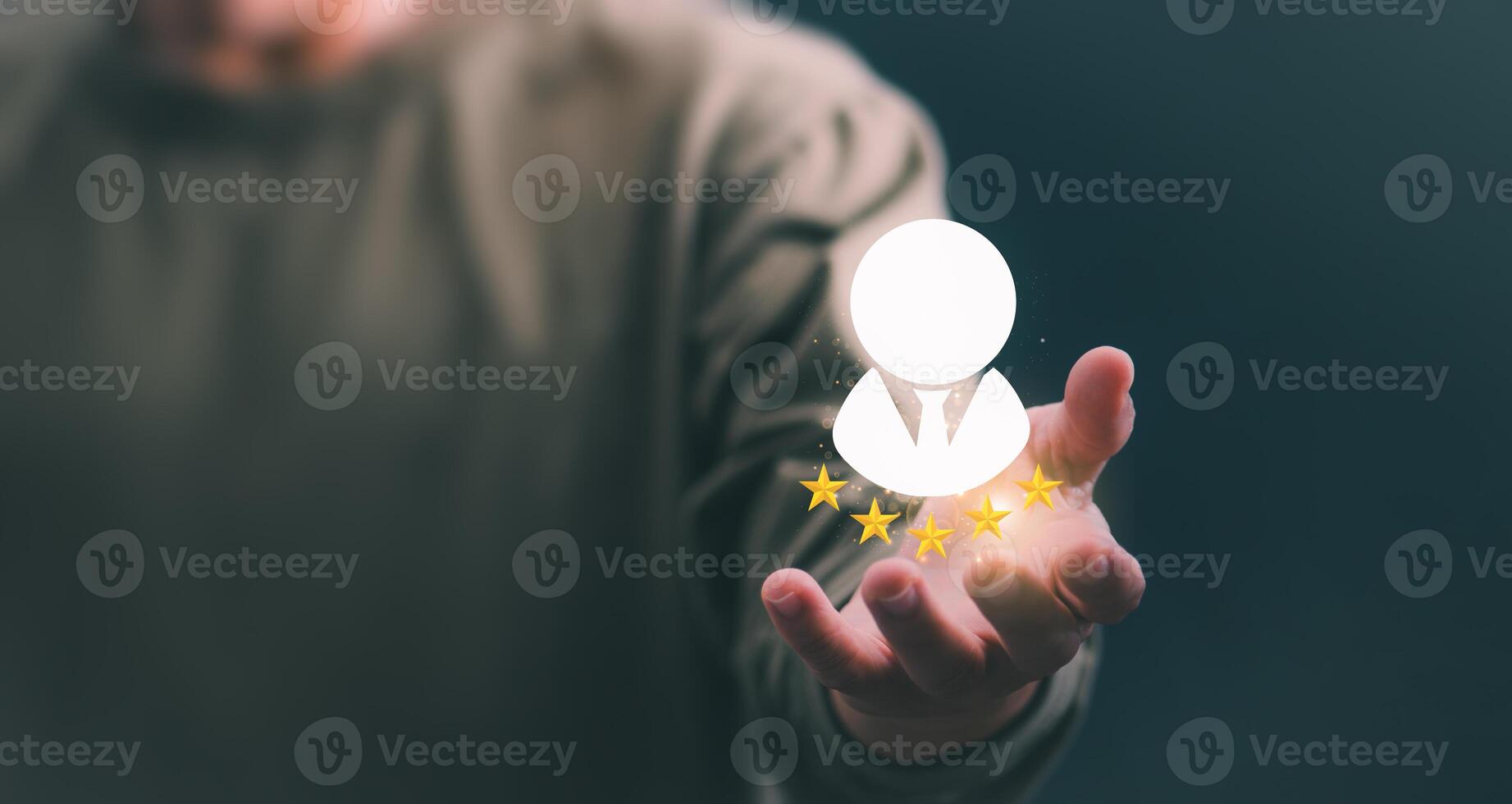 Businessman showing the linkage of organizational structure with effective management and have leadership in team building, human resource management concepts, strategic goals for business growth photo