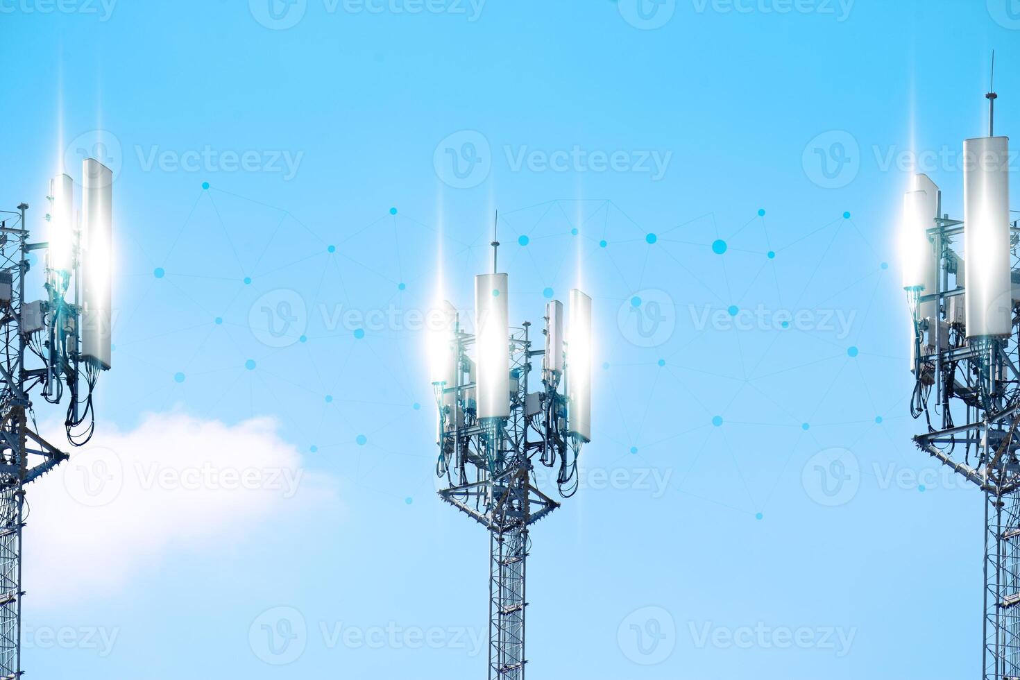 Connecting, communicating, and exchanging with global network cloud data internet technology. Using wireless data with high-speed technology for economic, scientific, and financial development. photo