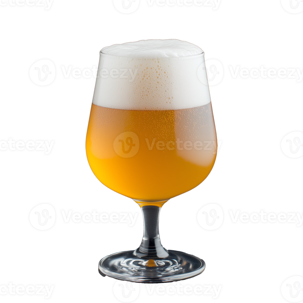 A refreshing glass of golden beer with frothy foam png