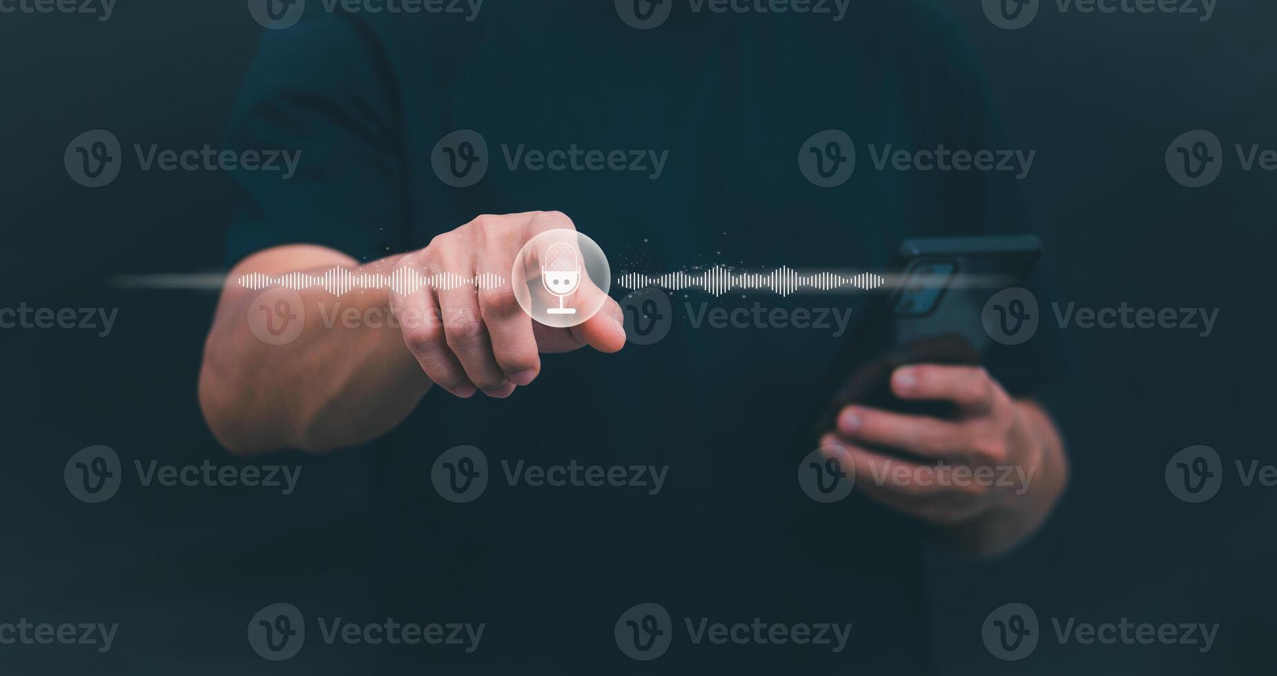 Information data search technology, search optimization, male hand using voice search, using the search bar function on your website, big data, automatic operation photo