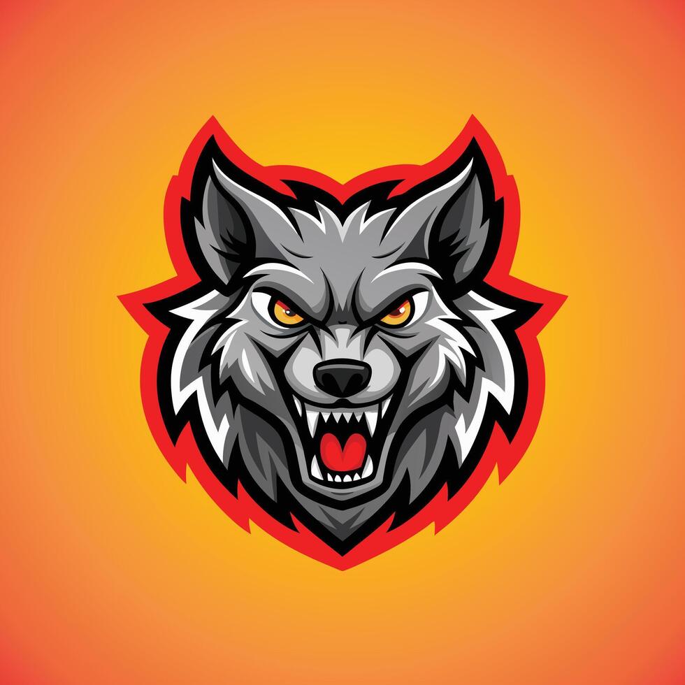 Wolf Face Logo, Angry Wolf Head Shield Mascot Emblem Sport Team Gaming Logo . vector