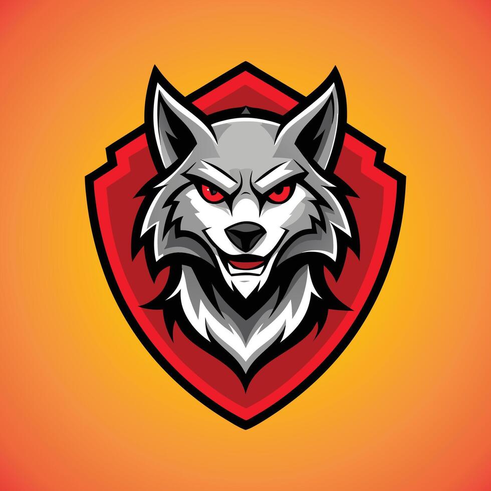 Wolf Face Logo, Angry Wolf Head Shield Emblem Mascot Sport Team Gaming Logo vector