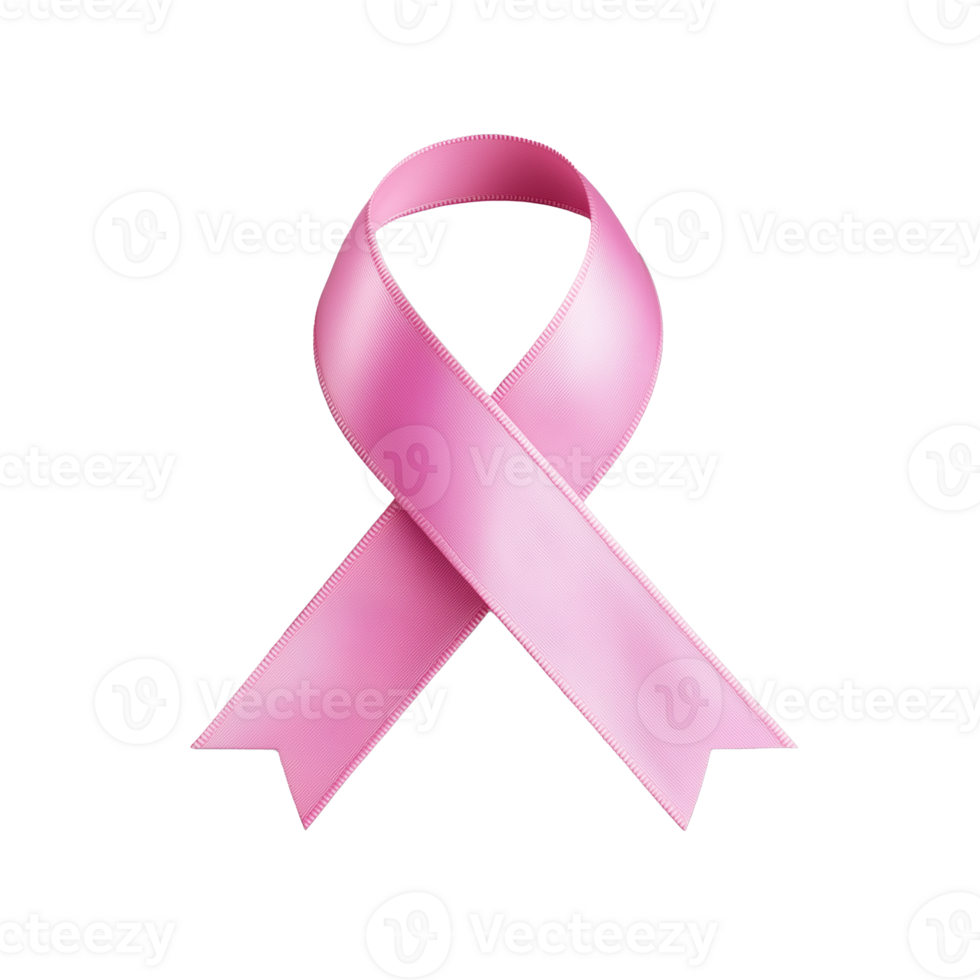 Pink ribbon symbolizing breast cancer awareness on transparent background png
