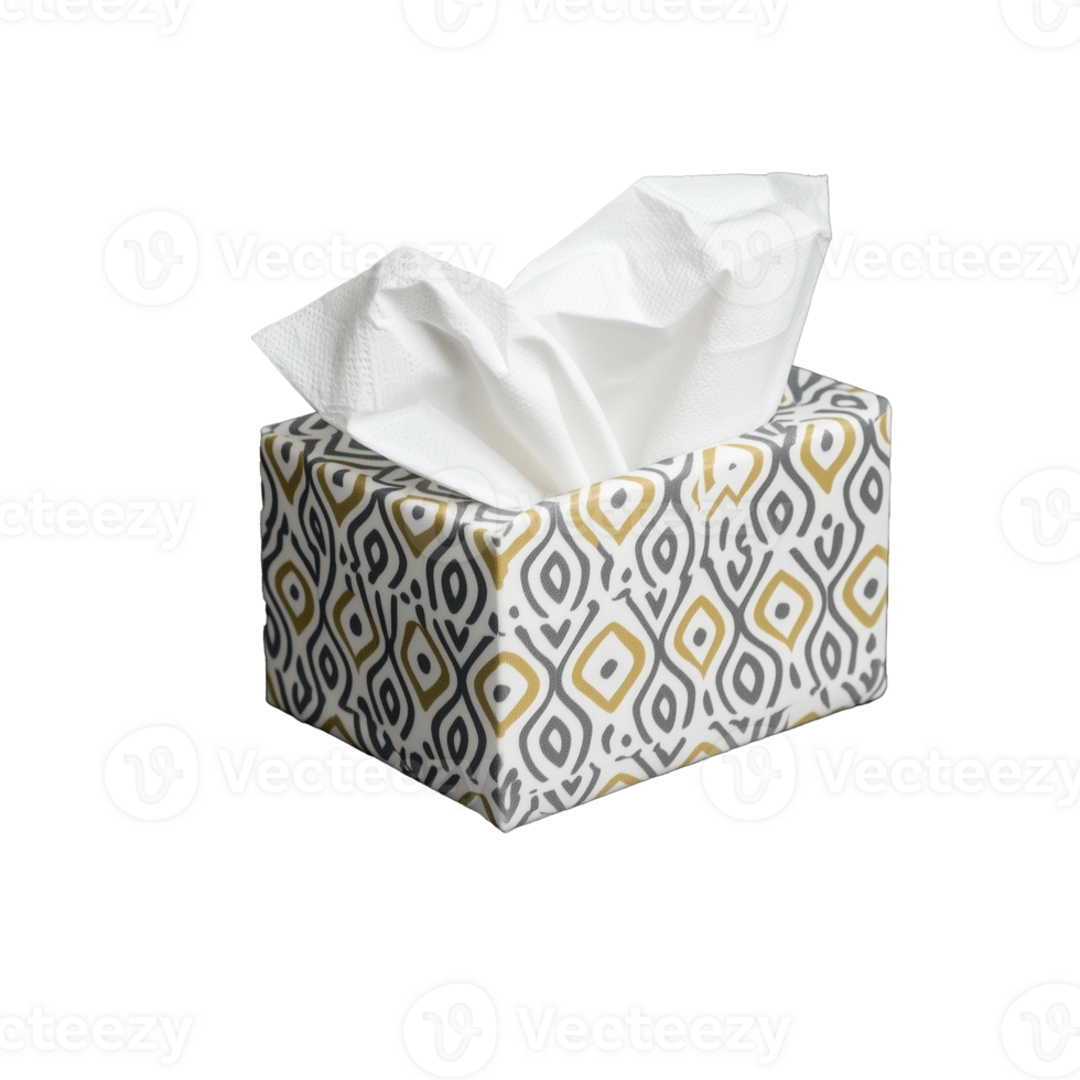 Tissue box with decorative design on a transparent background png