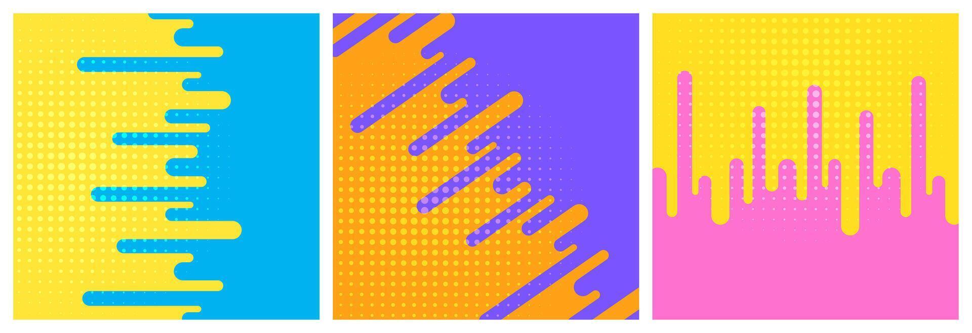 Colorful abstract background set. Overlap layer on bright space with geometric shape decoration. Modern graphic design element rounded lines style concept for web banner, flyer, card or brochure cover vector