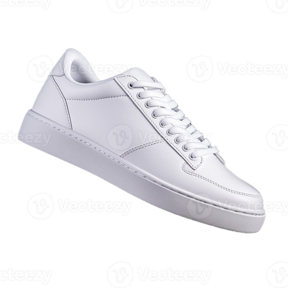 Classic white sneaker with laces on a transparent background png