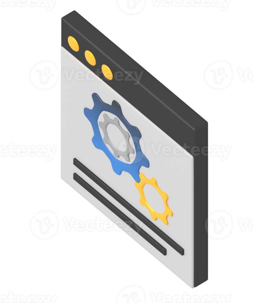 Setting web page online isometric style png
