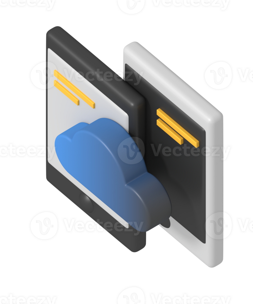 Web mobile cloud storage isometric style png