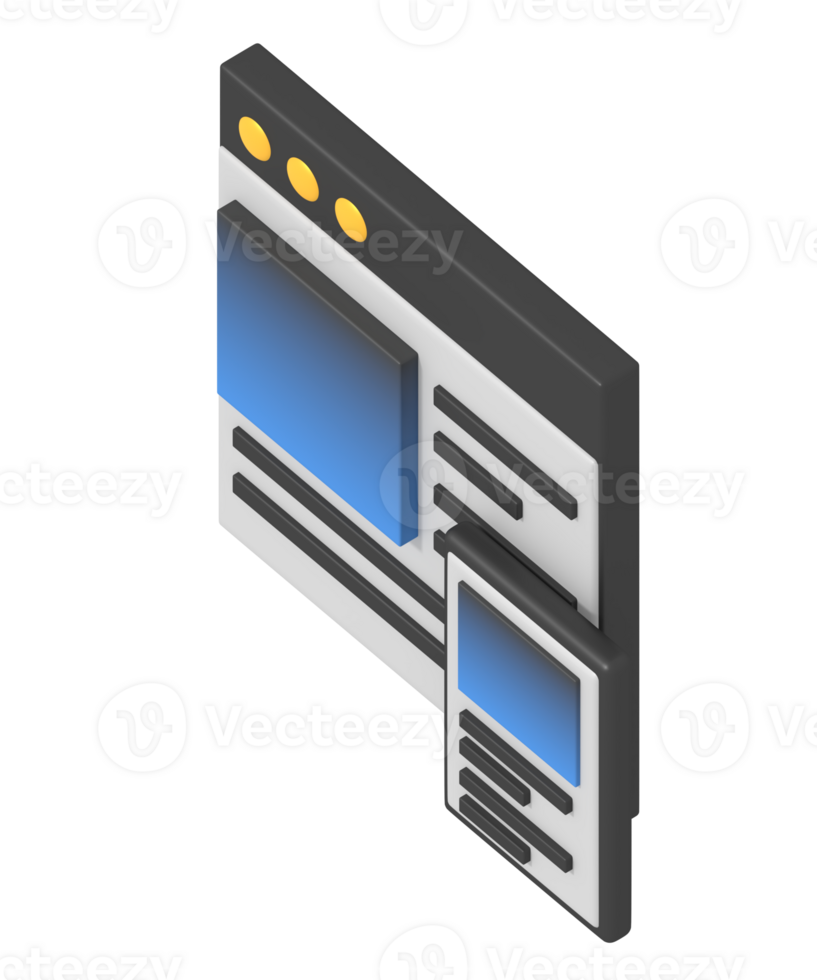 Web responsive design isometric style png