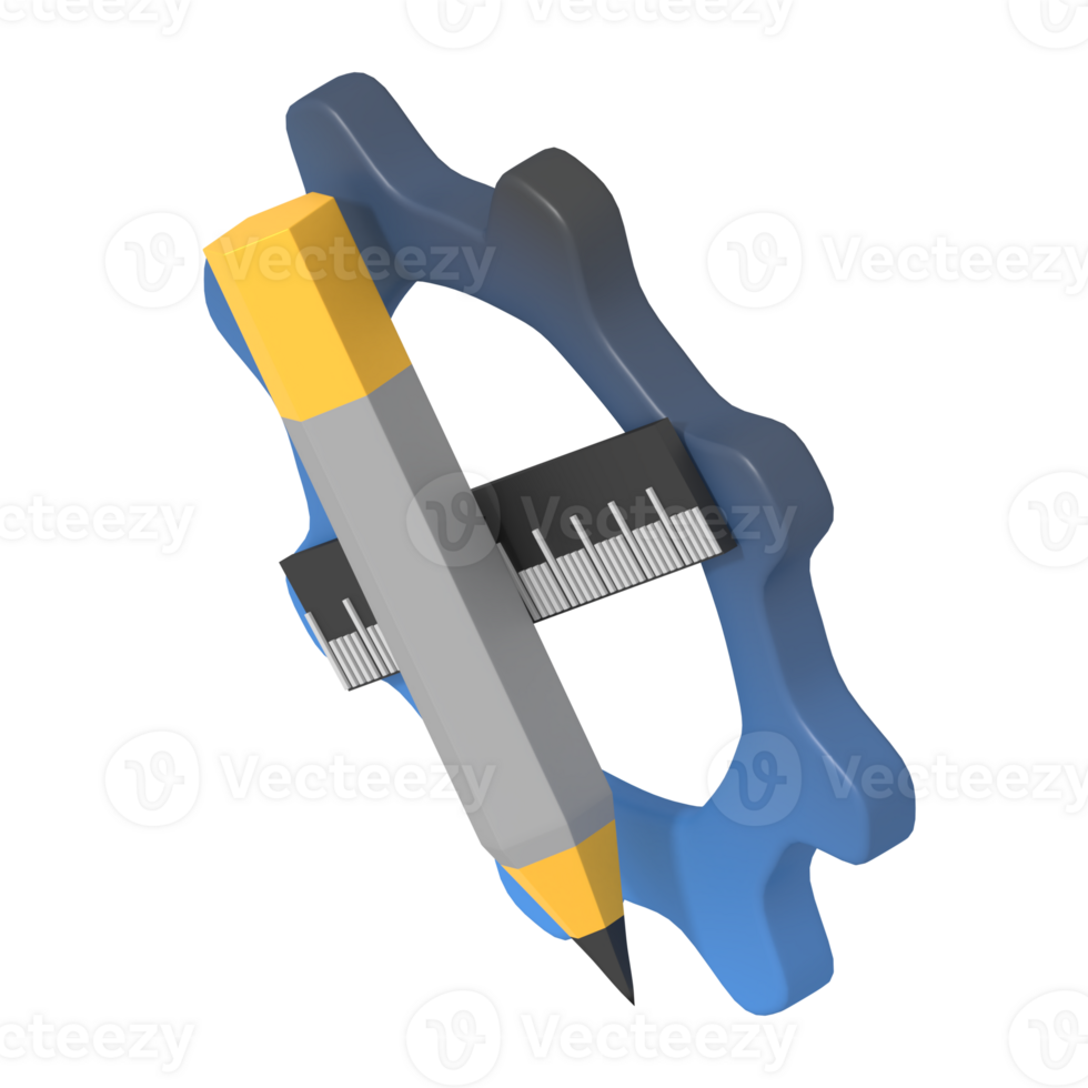 Web design tool gear setting isometric style png