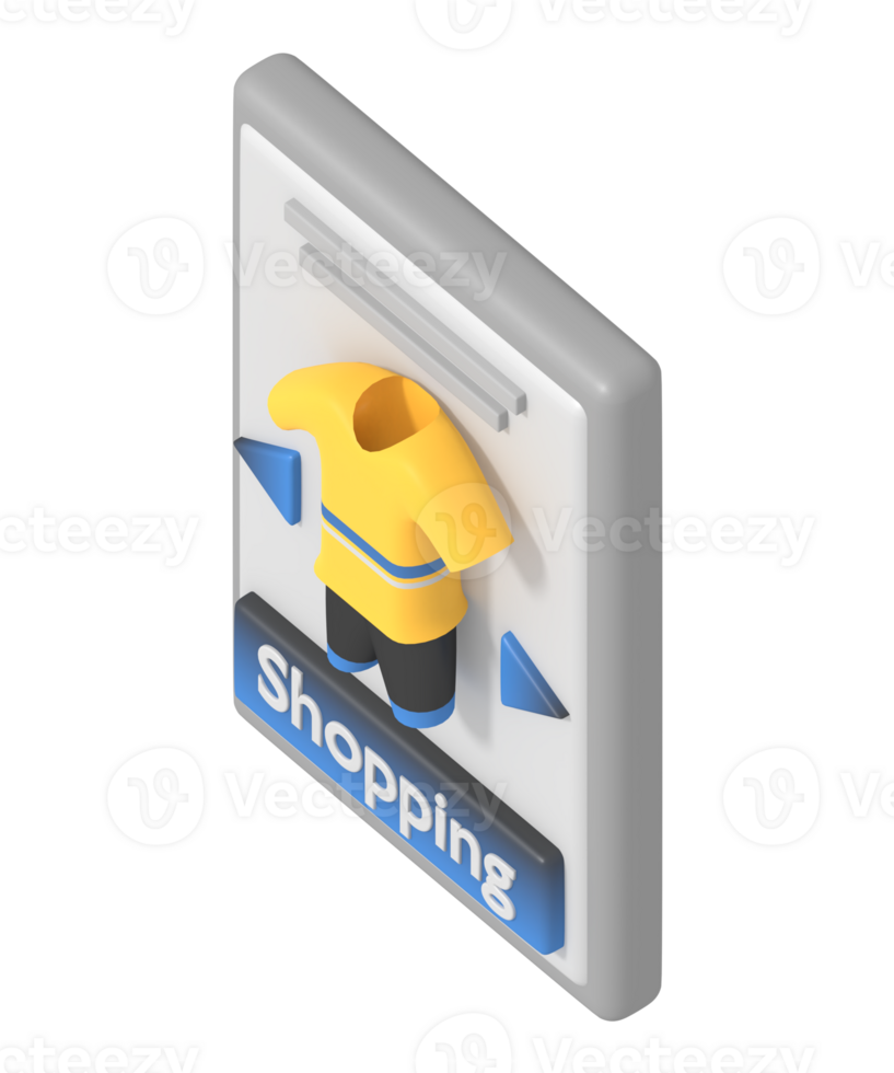 Mobile shopping apps isometric style png