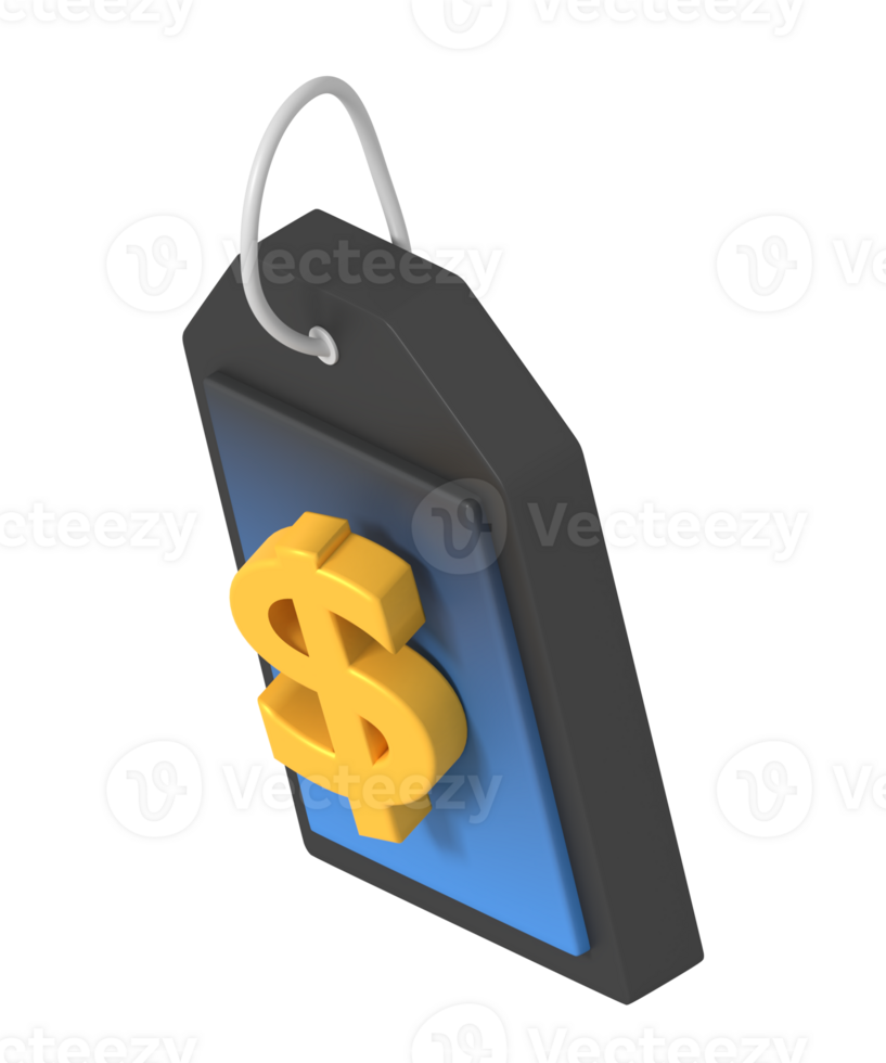 Price tag sign isometric style png