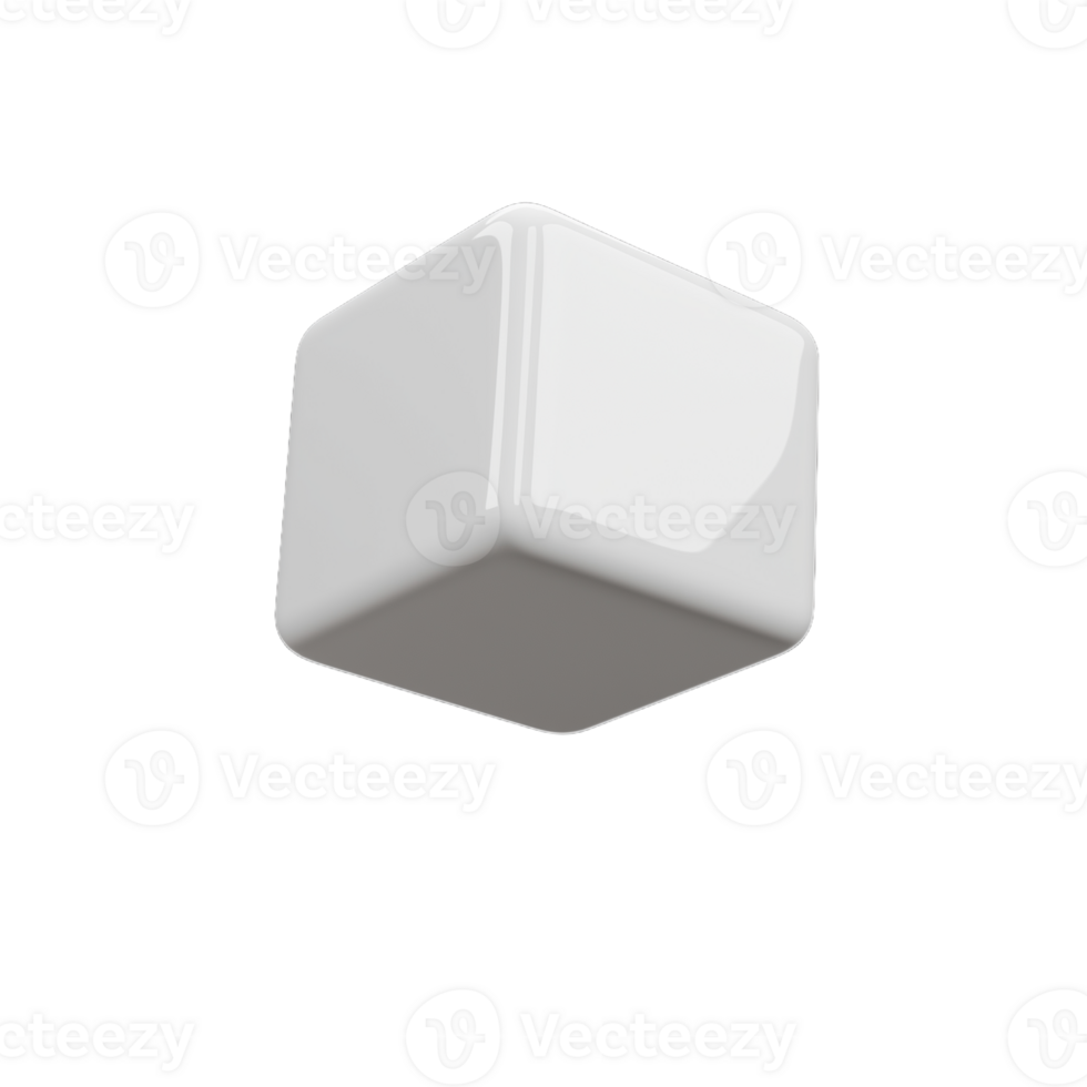 Modern minimalist abstract white cube on transparent background png