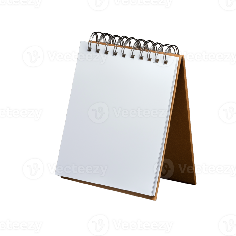 Blank spiral desk calendar on transparent background for customization png