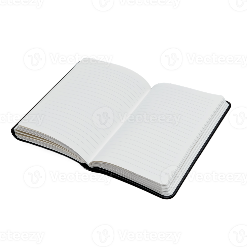 Open lined notebook on a transparent background for writing png