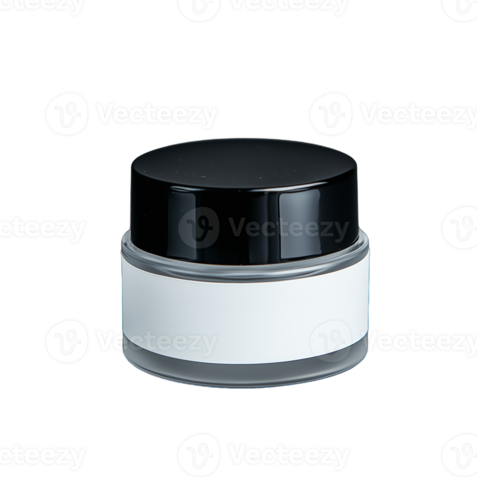 Cosmetic jar with black lid on transparent background for skincare products png