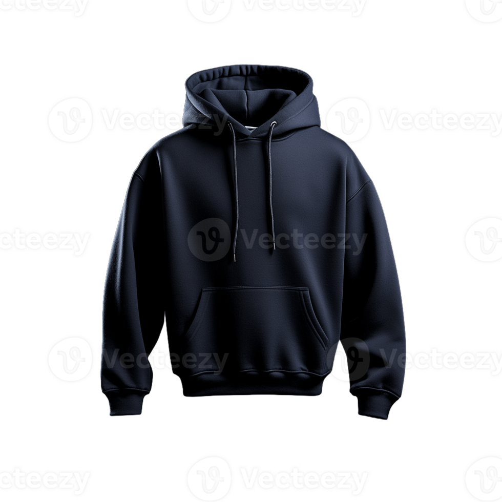 Stylish black hoodie displayed on transparent background for fashion design png