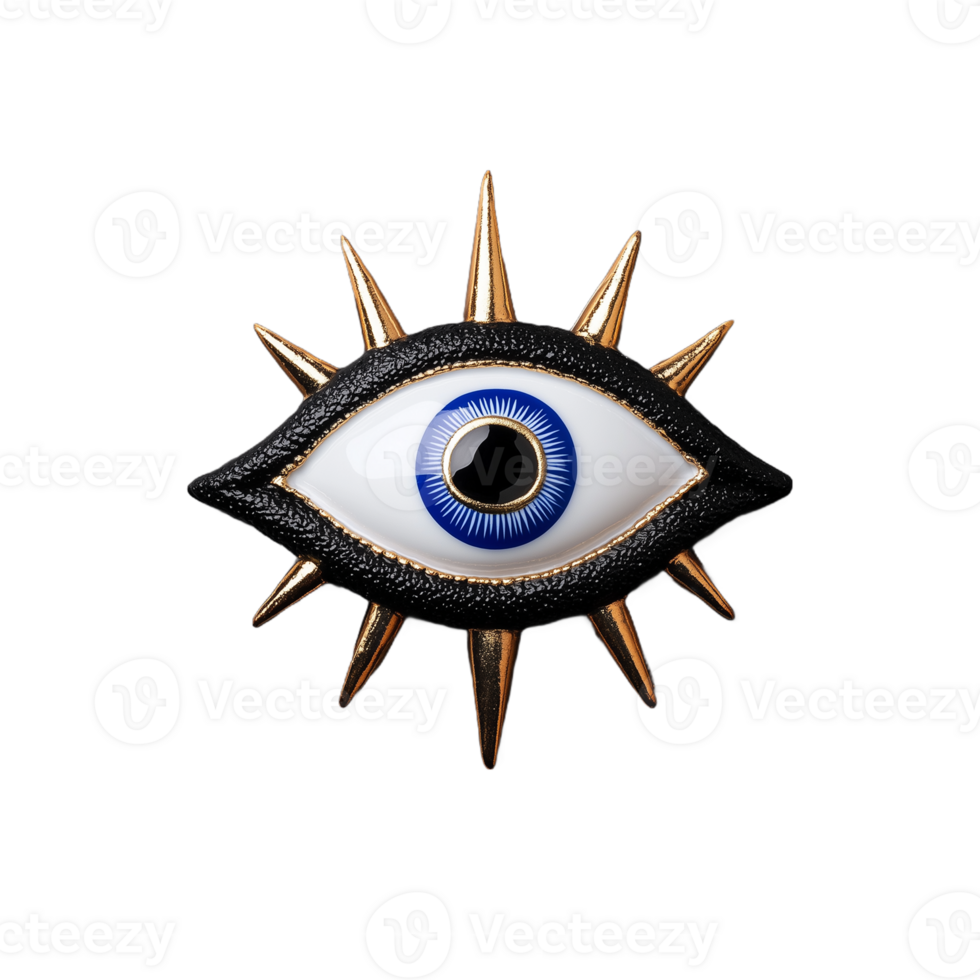 Abstract artistic eye with spikes on transparent background png