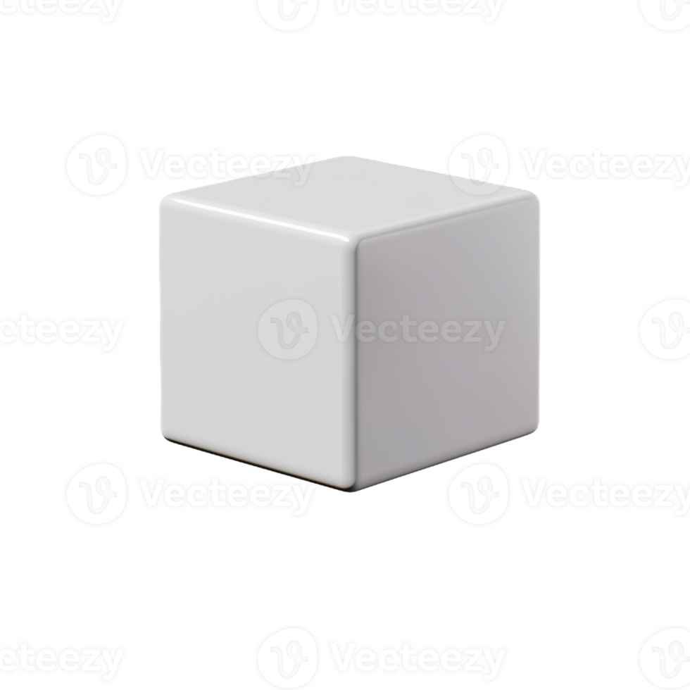 Minimalist 3D white cube isolated on transparent background png