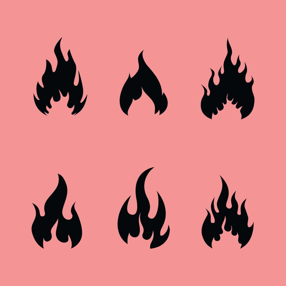 Set of silhouettes of flames vector