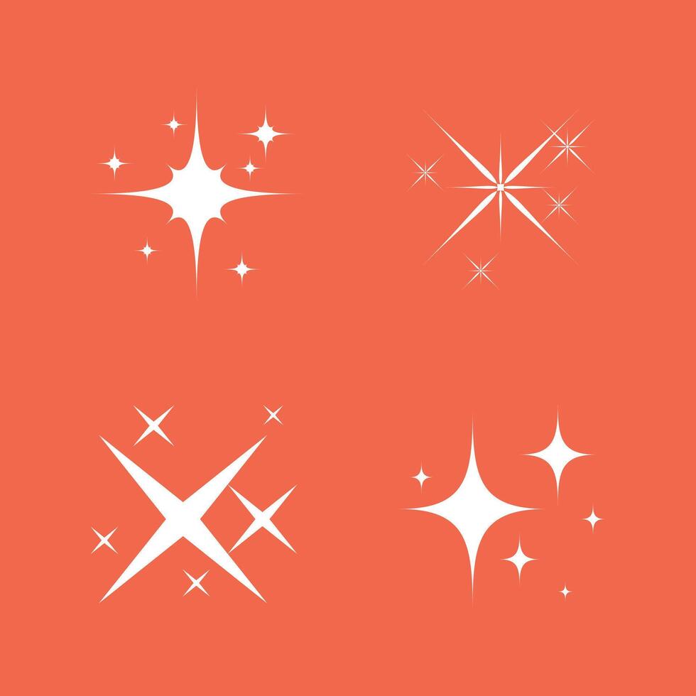 Flat sparkling star collection vector