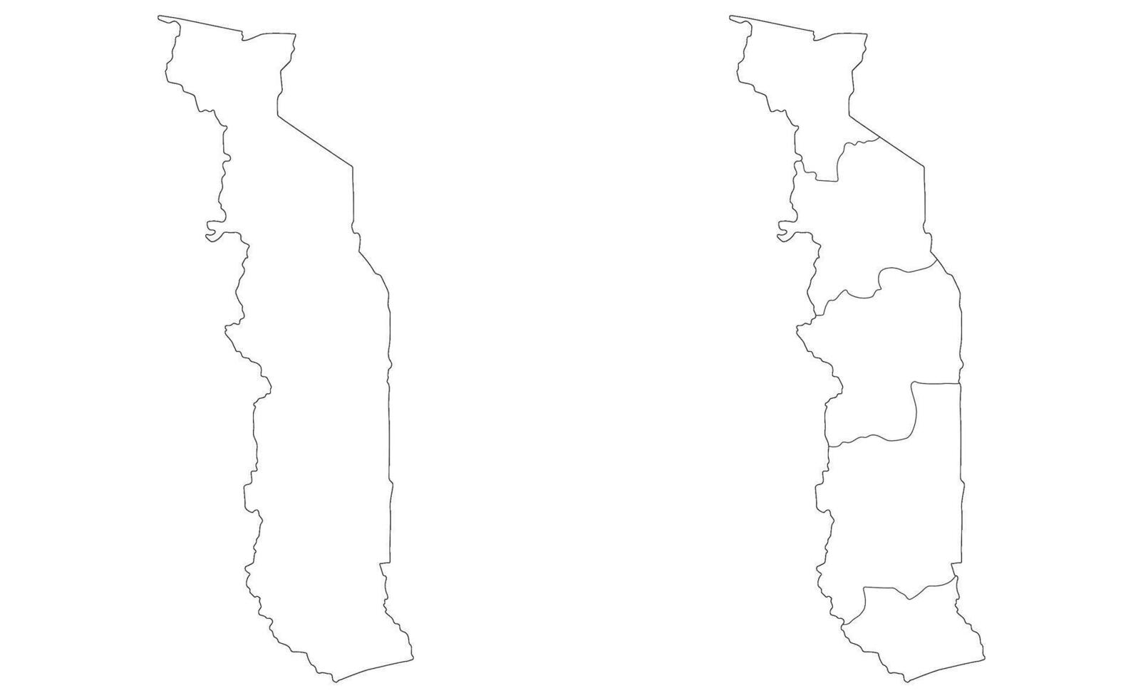 Togo map. Map of Togo in white set vector