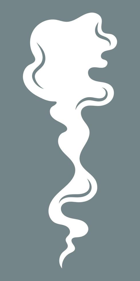Upward rising vapour. Silhouette of smoke, perfume fragrance perfume, cigarette smoke. Unpleasant odour or stench, toxic smoke and gas in the atmosphere. vector