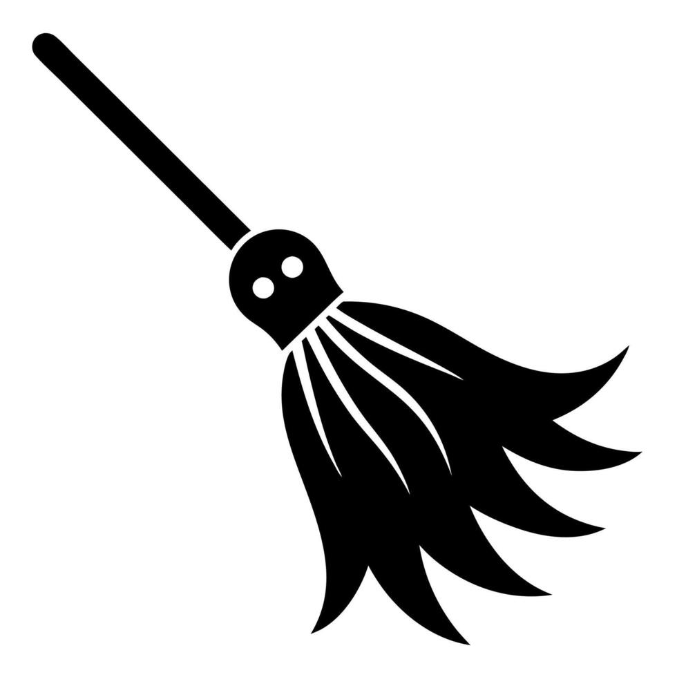 Witch broom ghost icon silhouette illustration vector