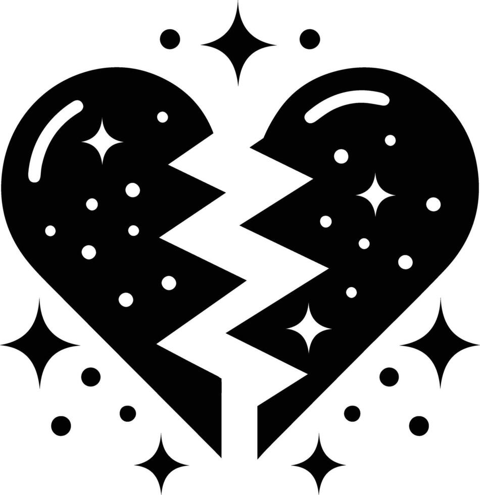 Broken Heart Illustration Silhouette Design vector