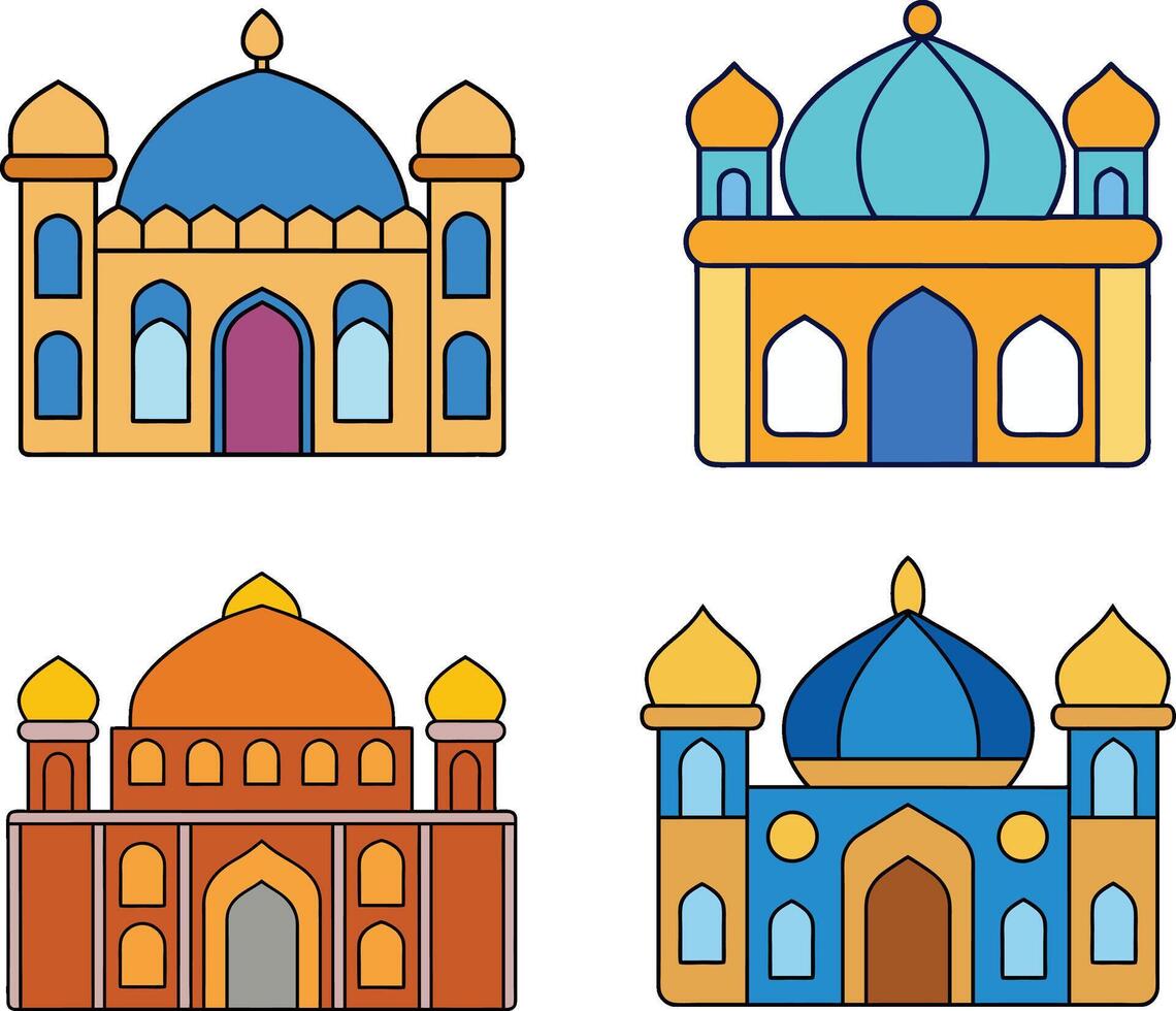 Mosque cartoon illustration vector