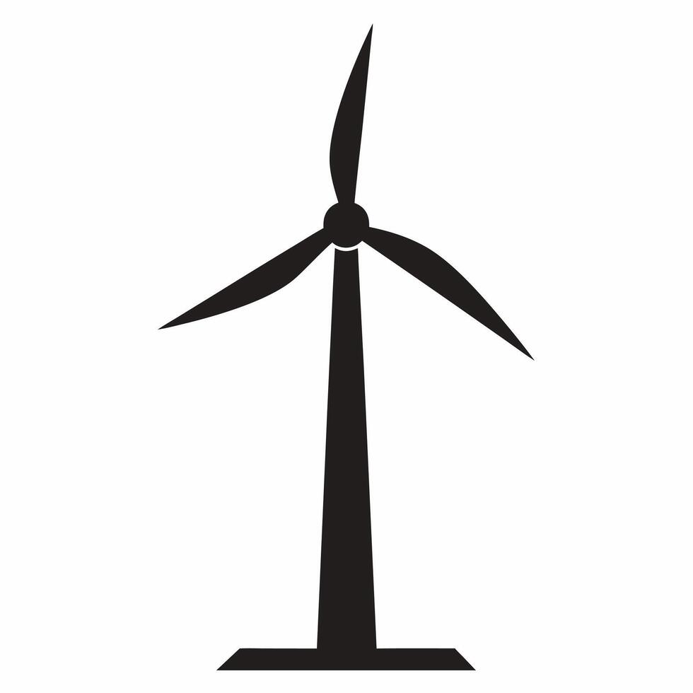 Wind turbine silhouette illustration vector