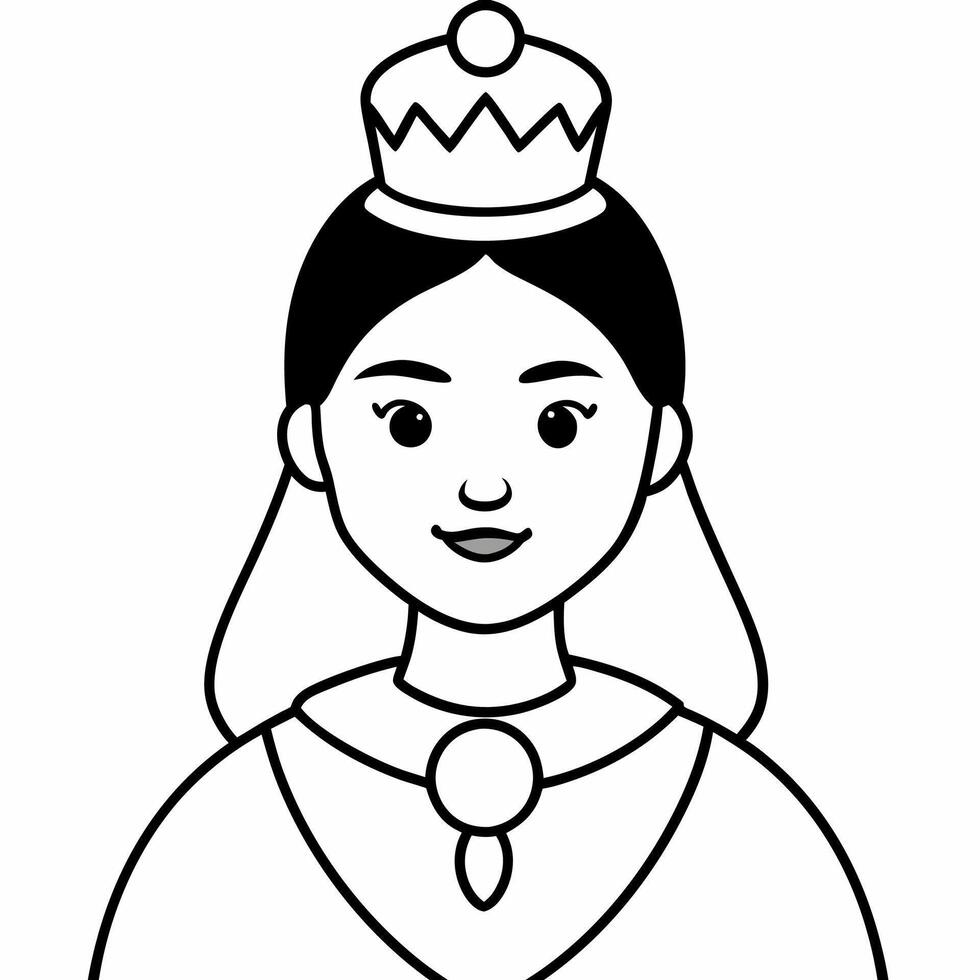 A beautiful princess line art illustration vector