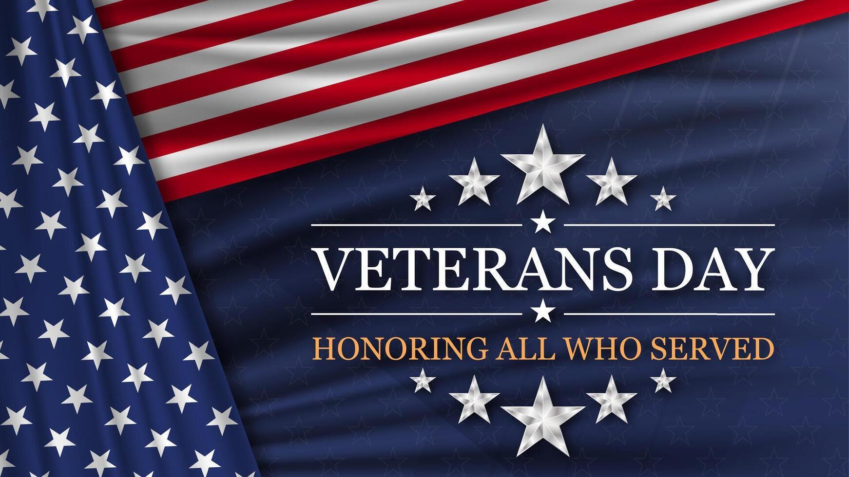 Honoring all who served. Veterans day background with flag of United States. National holiday of the USA. vector