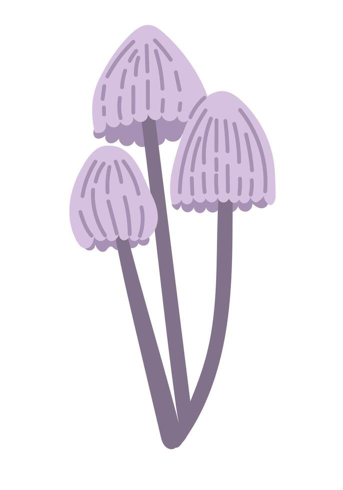 Hand drawn poisonous mushroom in flat style. Spooky design for Halloween isolated on white background. Toadstool fungus. Good for decoration, stickers, logo vector