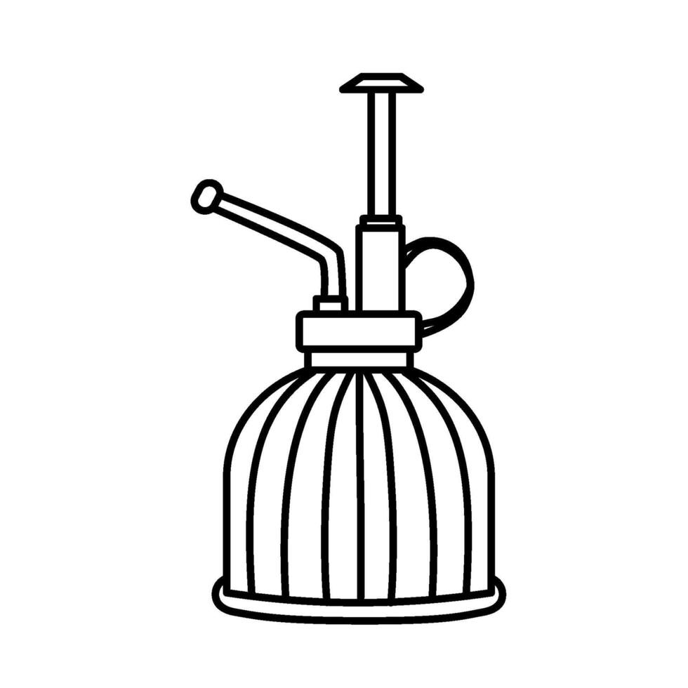 Isolated outline plant spray gun icon. Retro watering can. Gardening tool. vector