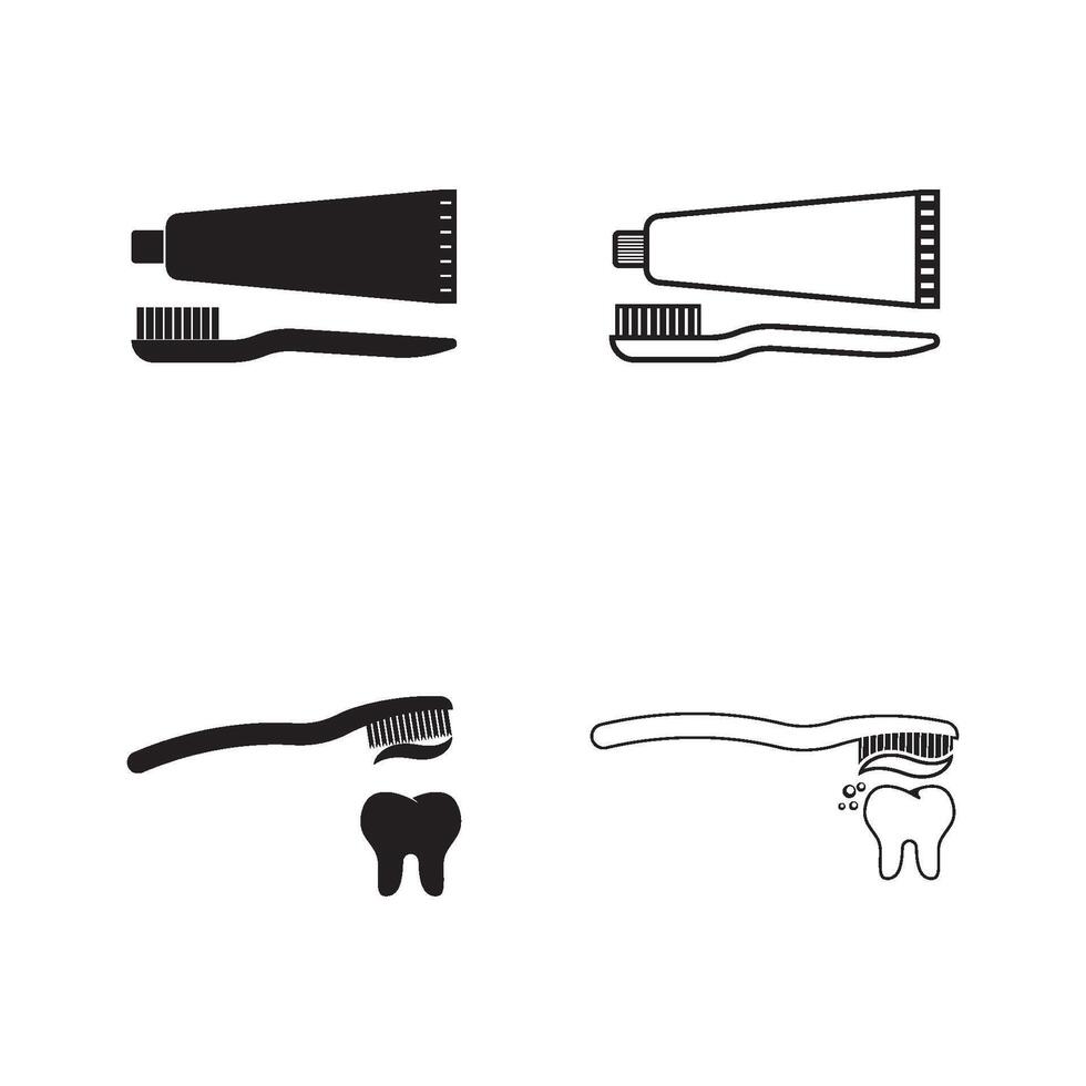 Toothbrush, toothpaste, toothbrush, toothpaste icon set for web illustration vector