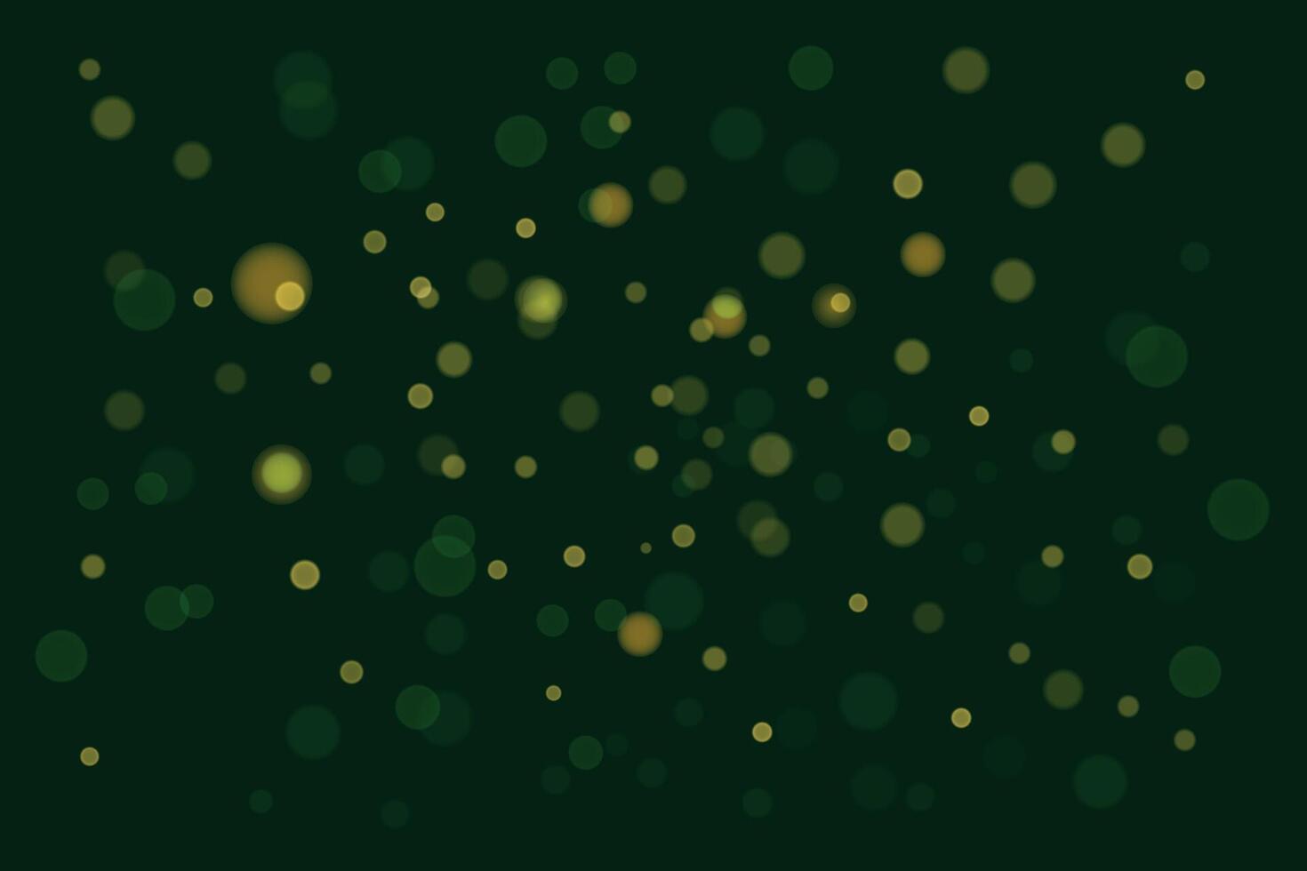 Green background with golden highlights with bokeh effect. vector