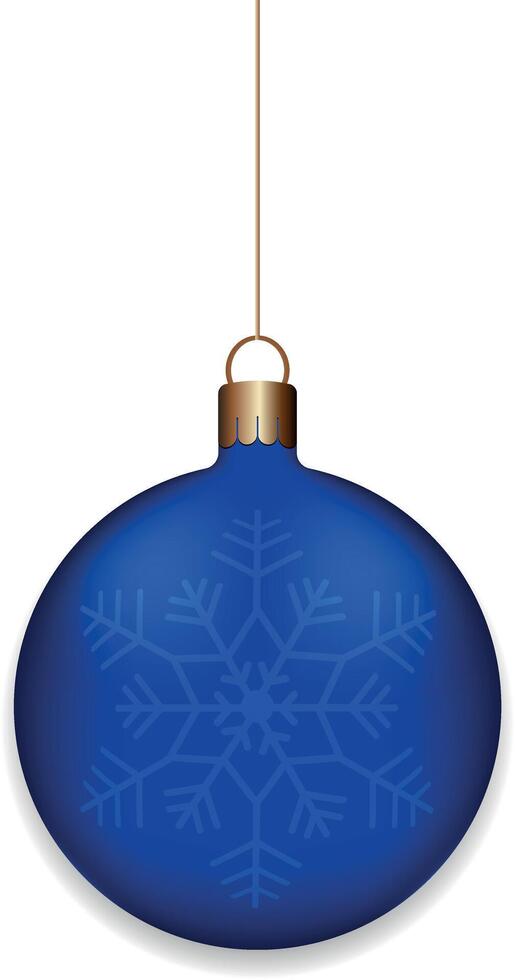 New Year's blue ball with snowflake isolated on transparent background. vector