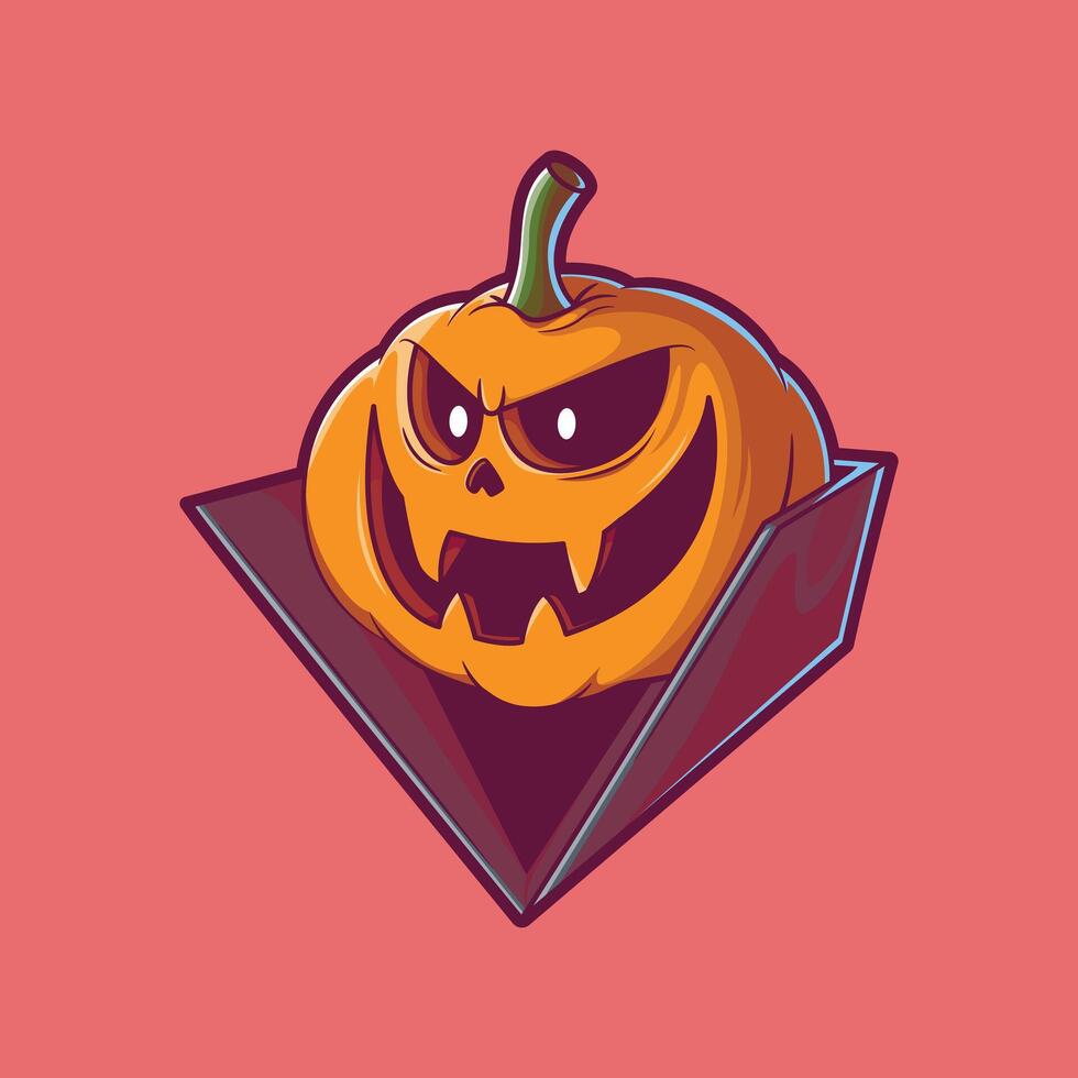 Scary pumpkin face . vector