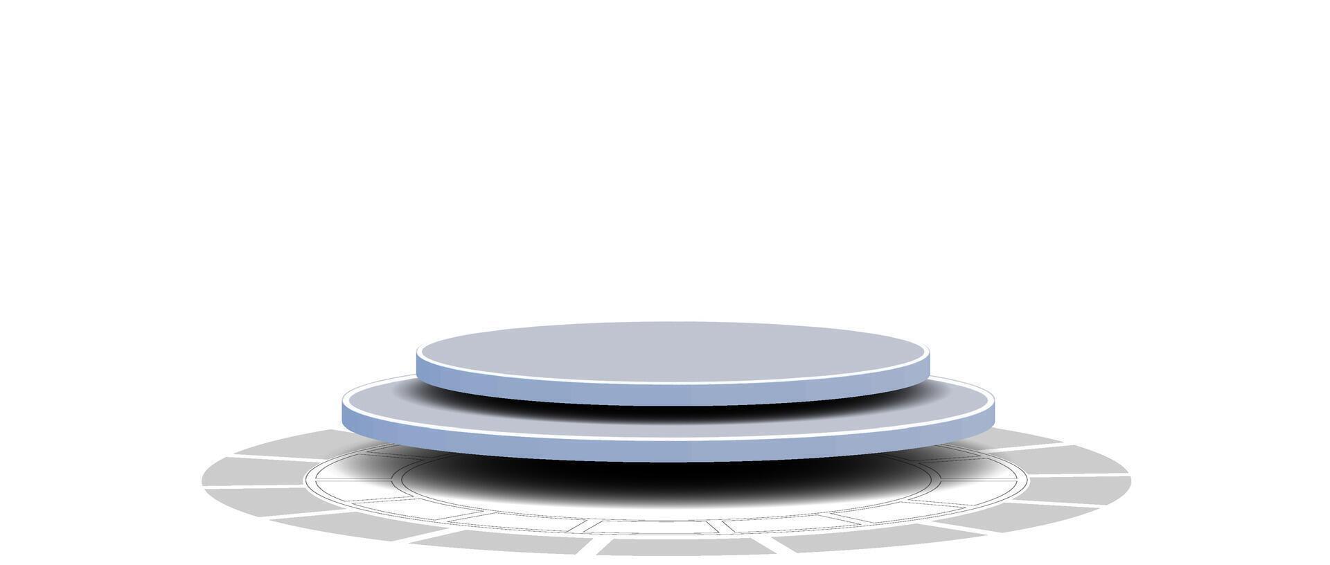 A stack of three white and gray plates on a white background vector